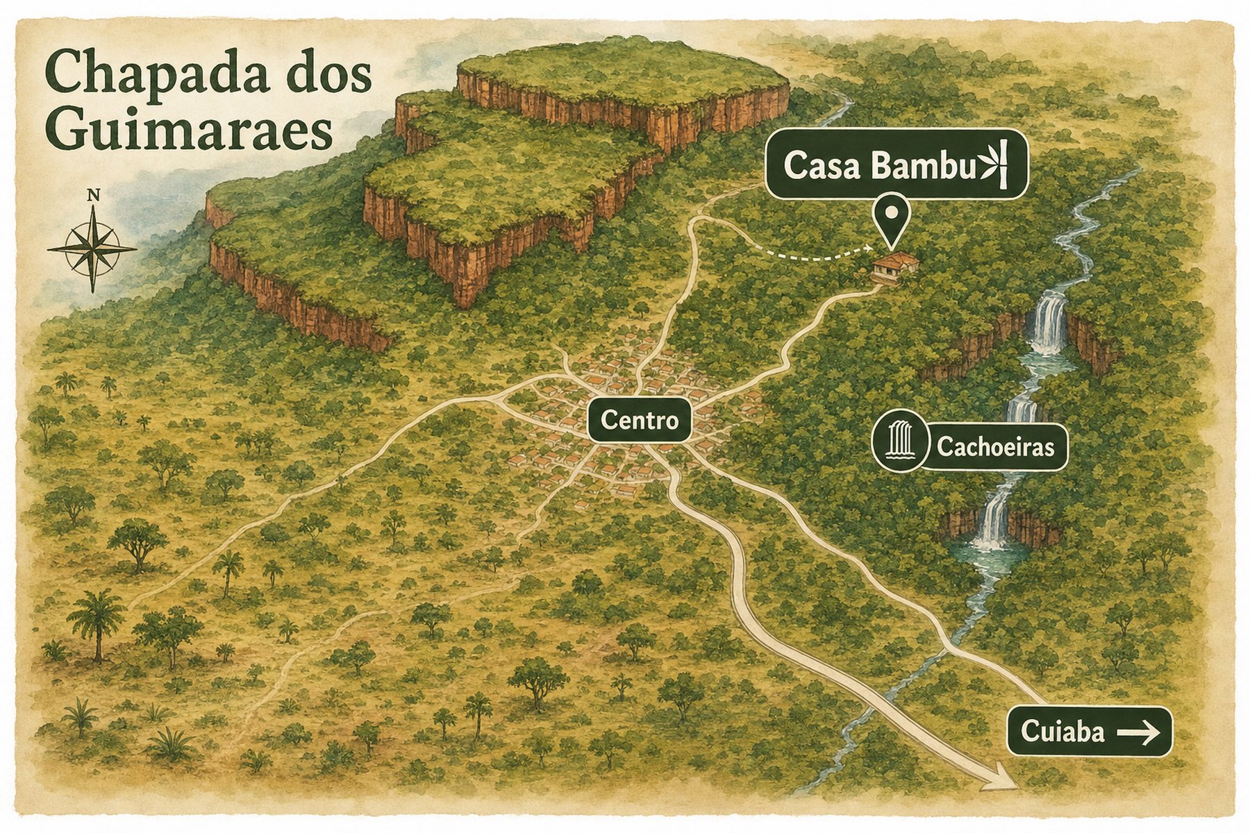 Map-style view of Chapada dos Guimaraes region
